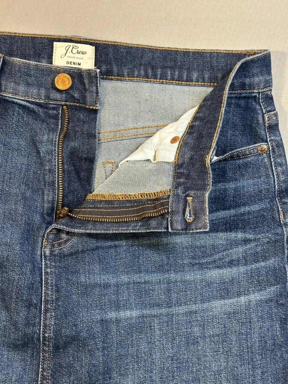 J. Crew Denim Skirt with Raw Hem, Mini Jean Skirt, Frayed Hem - Womens 29
